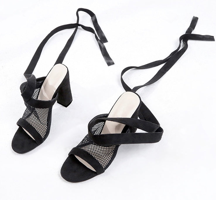 Women Sandals Bandage Flock Cross StrapFlat sandals women